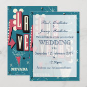 Invitation Poster de voyage vintada du mariage Las Vegas (Devant / Derrière)