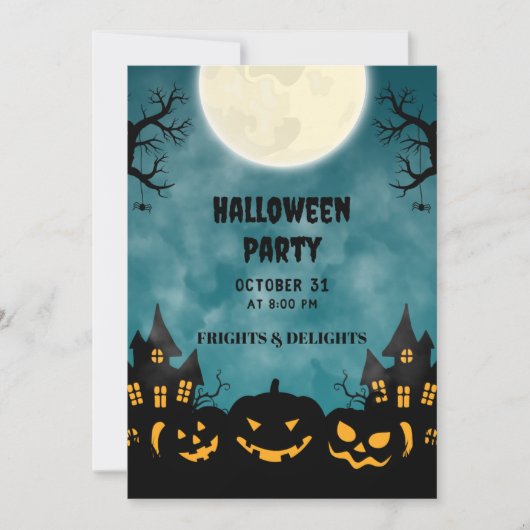 Invitation Poster d'invitation de la fête d'Halloween éffraya (Devant)