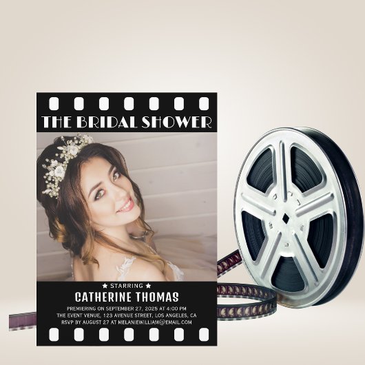 Invitation Poster Film Bande Mariage noir et blanc