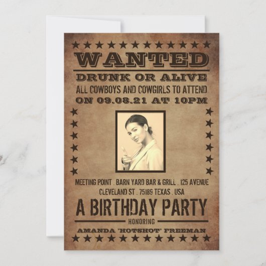 Invitation Poster Recherché, Anniversaire occidental classiqu (Devant)