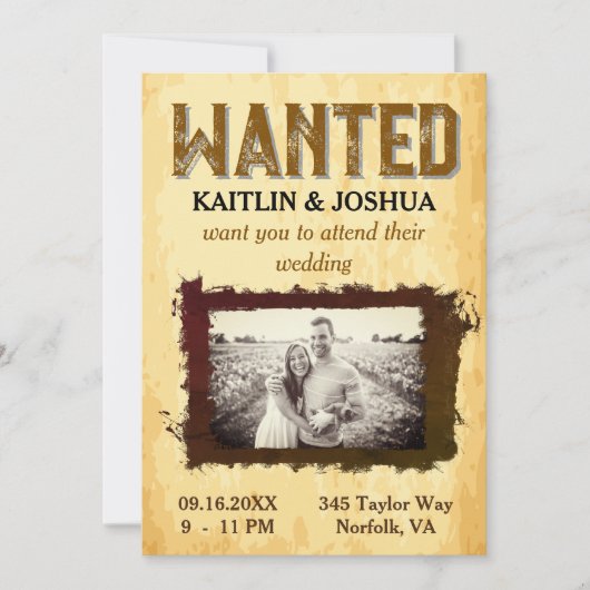 Invitation Poster Recherché 🤠 Bottes Cowboy Mariage Photo (Devant)