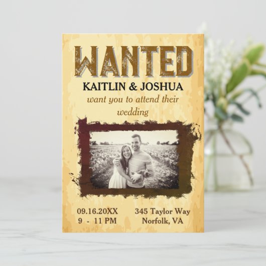 Invitation Poster Recherché 🤠 Bottes Cowboy Mariage Photo (Debout devant)