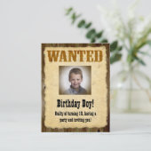 Invitation Poster Recherché personnalisé, Bandit d'anniversai (Debout devant)