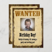 Invitation Poster Recherché personnalisé, Bandit d'anniversai (Devant / Derrière)