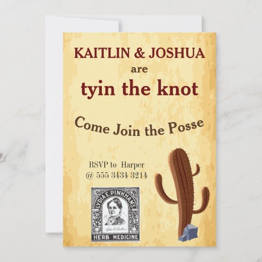 Invitation Poster Recherché 💍 Thème Occidental Mariage Photo (Dos)