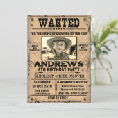 Invitation Poster Recherché Western Cowboy avec photo Anniver (Debout devant)