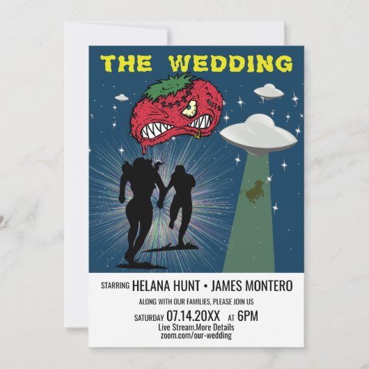 Invitation Poster Retro Sci Fi Mariage virtuel (Devant)