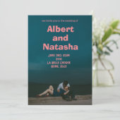 Invitation Poster Romantique Retro Movie Destination Mariage (Debout devant)