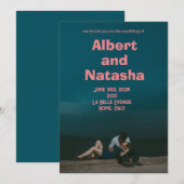 Invitation Poster Romantique Retro Movie Destination Mariage (Devant / Derrière)