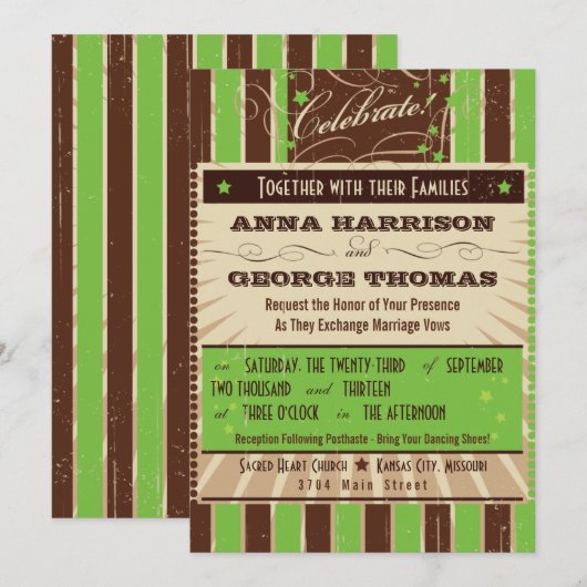 Invitation Poster Rustique : Apple Green Custom Wedding (Devant / Derrière)