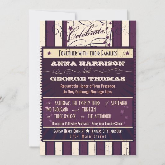 Invitation Poster rustique : Eggplant Dream Mariage personnal (Devant)