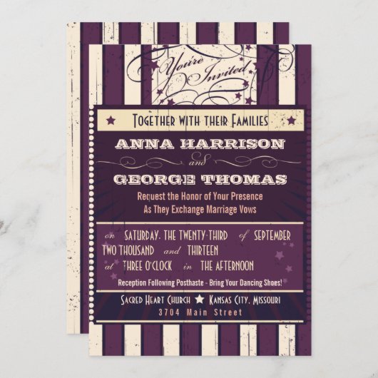 Invitation Poster rustique : Eggplant Dream Mariage personnal (Devant / Derrière)