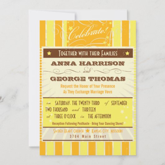 Invitation Poster rustique : Mariage personnalisé du soleil t (Devant)