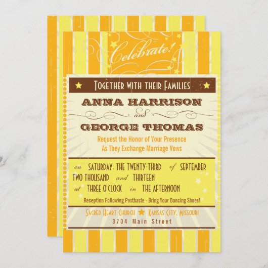 Invitation Poster rustique : Mariage personnalisé du soleil t (Devant / Derrière)