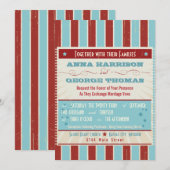 Invitation Poster rustique : Mariage personnalisé rouge, blan (Devant / Derrière)