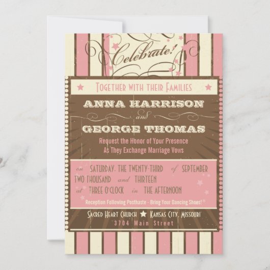 Invitation Poster rustique : Mousse de fraises Mariage person (Devant)