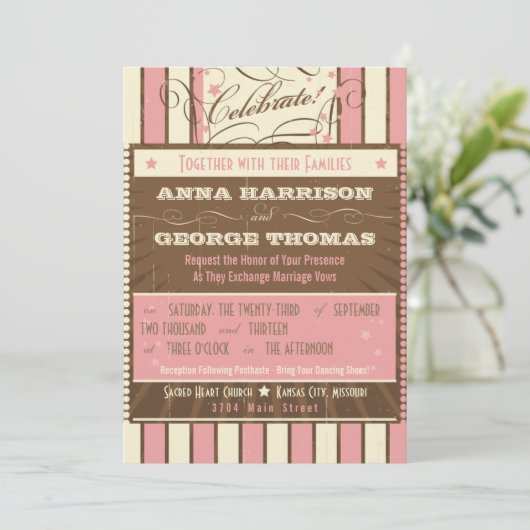 Invitation Poster rustique : Mousse de fraises Mariage person (Debout devant)