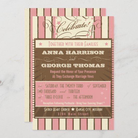 Invitation Poster rustique : Mousse de fraises Mariage person (Devant / Derrière)