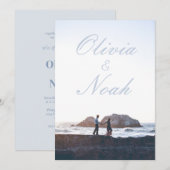 Invitation Poster simple Movie Modern Blue Photo Mariage (Devant / Derrière)