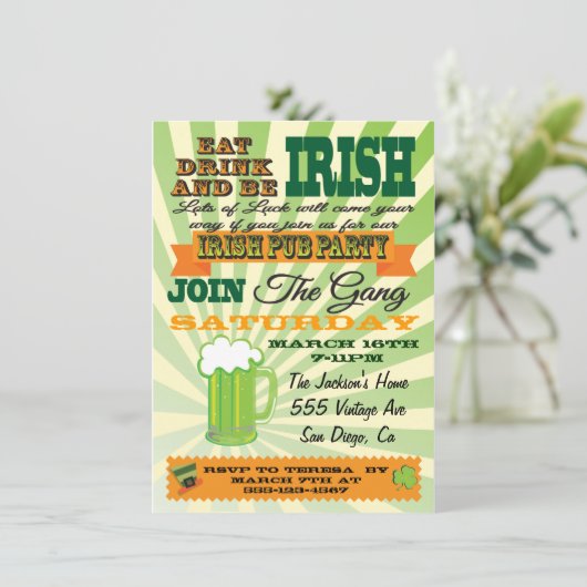 Invitation Poster Style St. Patrick's Day Party (Debout devant)