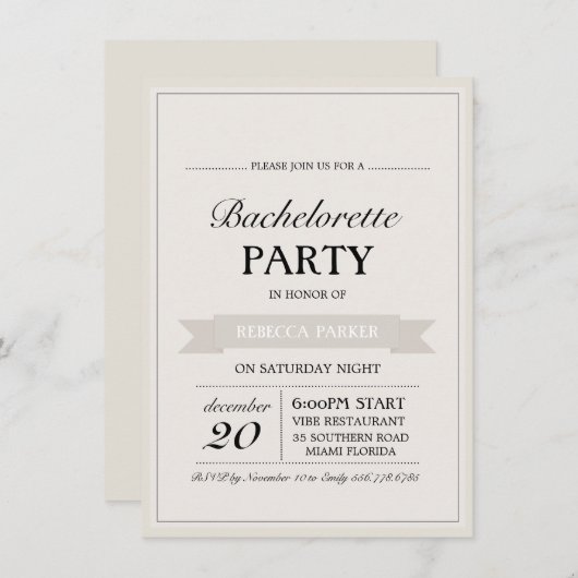 Invitation Poster vintage de crème (Devant / Derrière)