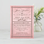 Invitation Poster vintage rose romantique & Mariage Brown, RS (Debout devant)