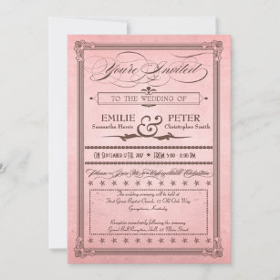 Invitation Poster vintage rose romantique & Mariage Brown, RS