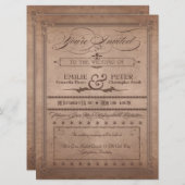 Invitation Poster vintage Rustic Cocoa Mariage & Réception (Devant / Derrière)