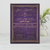 Invitation Poster vintage Style Eggplant violet Mariage (Debout devant)
