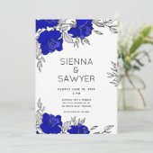 Invitation Posy de roses bleues de mariage (Debout devant)