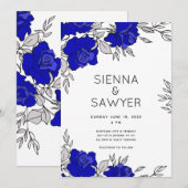 Invitation Posy de roses bleues de mariage (Devant / Derrière)