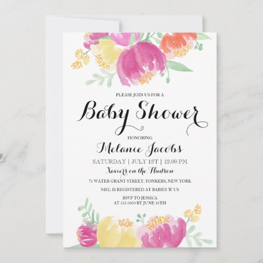 Invitation Posy Garden | Baby shower (Devant)