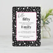 Invitation Posy noir et blanc pour 50e fête d'anniversaire (Debout devant)