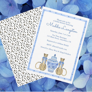 Invitation Pot à gingembre en aquarelle chinoiserie guépard