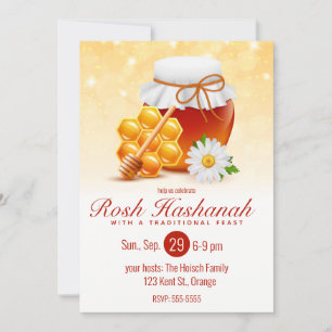 Invitation Pot à miel, Rosh Hashanah nid d'abeille, Marguerit