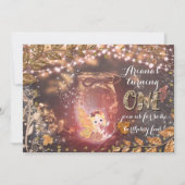 Invitation Pot de fée enchanté avec paillettes et feuilles d' (Devant)