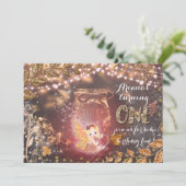 Invitation Pot de fée enchanté avec paillettes et feuilles d' (Debout devant)