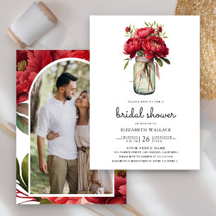 Invitation Pot de fleurs à l'oeillet rouge pour photo de Baby