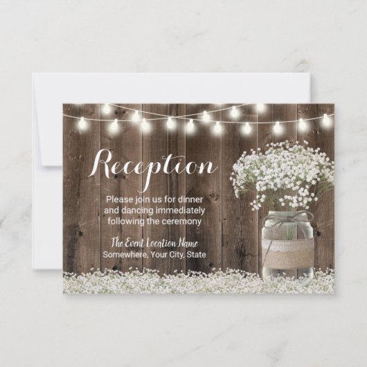 Invitation Pot de fleurs de Gypsophile pour Mariage Rustique (Devant)