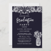 Invitation Pot de fleurs en dentelle rustique pour fête de fi (Devant)
