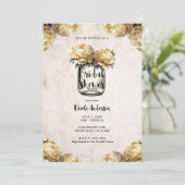 Invitation Pot de fleurs en jaune pour un mariage champêtre d (Debout devant)