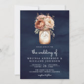 Invitation Pot de fleurs en terre cuite Navy Code QR Mariage (Devant)