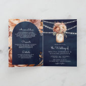 Invitation Pot de fleurs en terre cuite Navy Code QR Mariage (Intérieur)