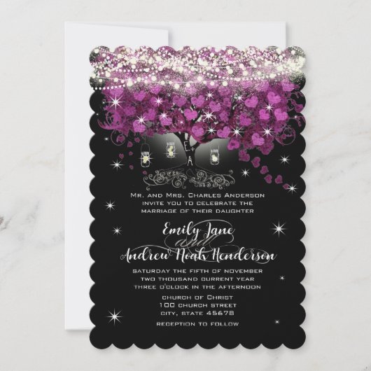 Invitation Pot de fleurs Mariage Violet Radiant Mason Jar (Devant)