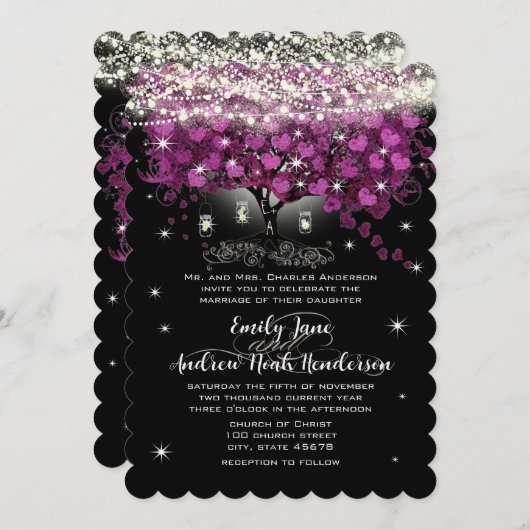 Invitation Pot de fleurs Mariage Violet Radiant Mason Jar (Devant / Derrière)