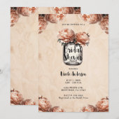 Invitation Pot de fleurs Mason aux Pêches et Paeonies pour un (Devant / Derrière)