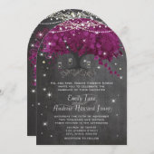 Invitation Pot de fleurs radiant violet pour mariage dans un  (Devant / Derrière)