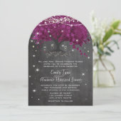 Invitation Pot de fleurs radiant violet pour mariage dans un  (Debout devant)