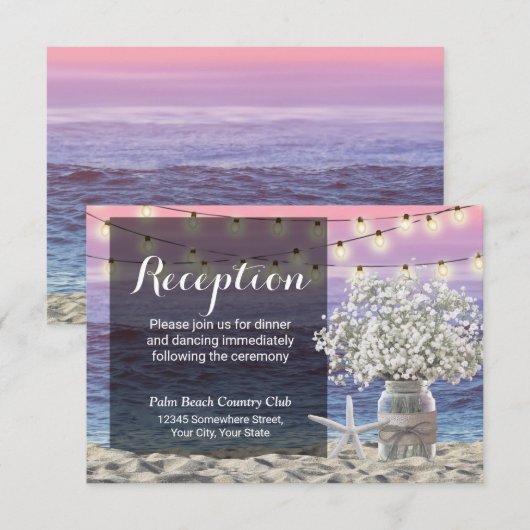 Invitation Pot de fleurs rustique étoile de mer réception de (Devant / Derrière)