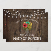 Invitation Pot de fleurs tournesol en bois pour mariage, veux (Devant / Derrière)